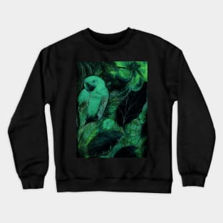 GREEN PARROT MACAW TROPICAL DECO POSTER ART PRINT EXOTIC DRAWING Crewneck Sweatshirt